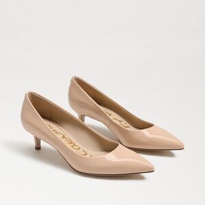 NWT Sam Edelman Dori Kitten Heel Patent leather Beige Nude Pumps Size 10.5✨